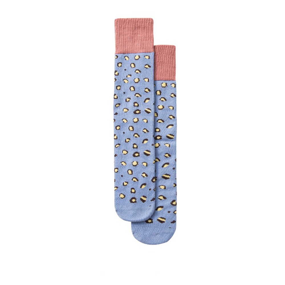 Children's High Tube Leopard Print Socks Autumn Winter Casual Sports Boys Girls Baby Cotton Socks Suitable for 3-8 Years Old: blue