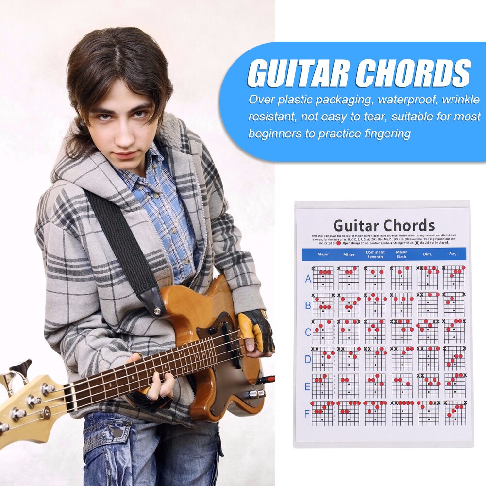 22x16 inch Guitars Chord Chart Lightweight Portable Music Elements for Beginner Coated Art Paper Guitar Chords Poster