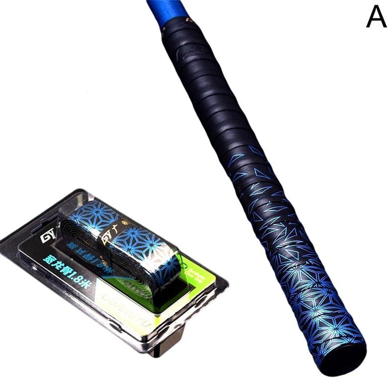 Gradient Colorful Fishing Rod Wrapped with Strap Sweatband Anti-Slip Printed Elastic Sweat Band Badminton Racket Grip Tape: A