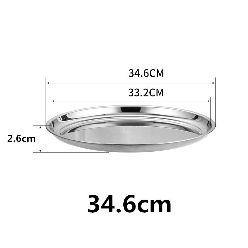 Dicke Edelstahl Platte runde Große Rabatt Flachen Boden Flache schale extra Große Fisch Kopf fruite fleisch Platte Restaurant Hotel: 34.6cm