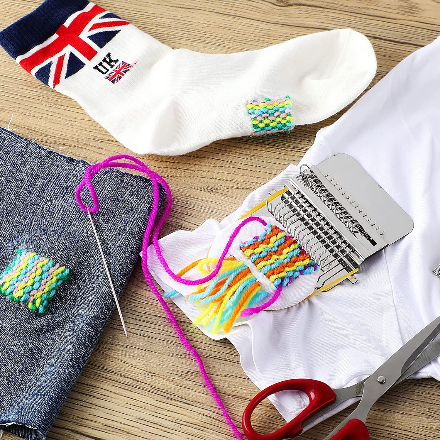 Weaving Darning Mini Loom Machine Wooden Loom Knitting Machine Home Fun Repair Holes Loom Manual DIY Weaving Art Darning Tools