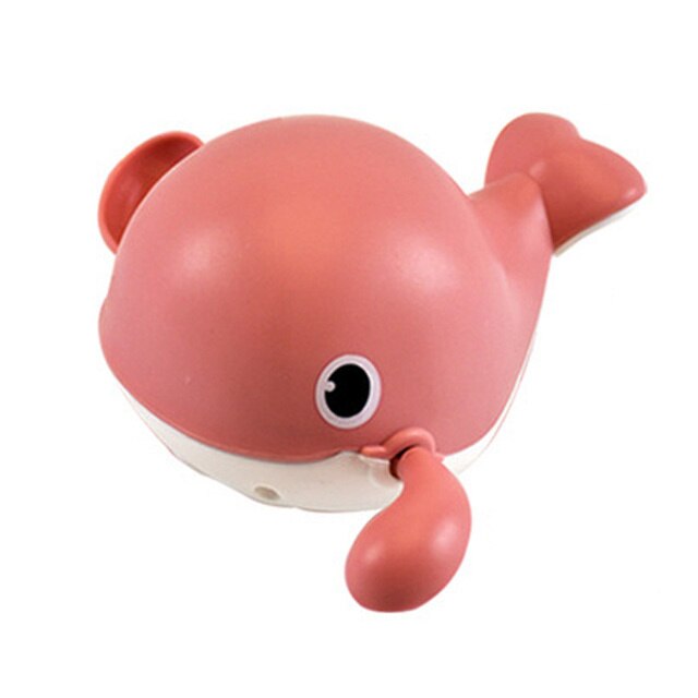 Baby Cute Animals Bath Toy Swimming Pool Water Play Bathing Ducks Crab Frog Classic Chain Clockwork Water Toys For Kids: Pink Whale