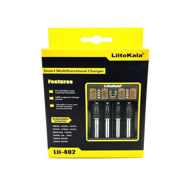 LiitoKala lii-S1 lii-S2 lii-202 lii-402 1.2 v 3.7 v 3.2 v 3.85 v AA 18650 18350 26650 10440 14500 16340 bateria de NiMH carregad: lii-402