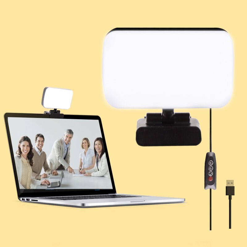 Kit di illuminazione per videoconferenza, luce a Clip per Laptop/Computer con 10 livelli di luminosità e 3 colori dimmerabili, luce per Webcam per Zoo: Default Title