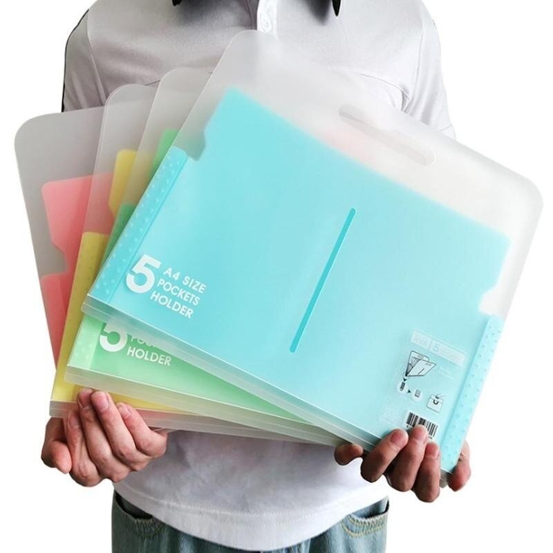 Portable Organ Bag Document Bag File Folder Expanding Wallet 5 Grid A4 Organizer Paper Holder Office School Supplies