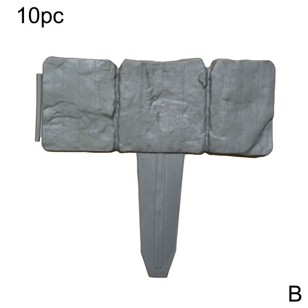 1/10/20pcs Grey Garden Fence Edging Cobbled Stone Effect Plastic Lawn Edging Decorative DIY Landscape Plant Border Garden O1L3: B