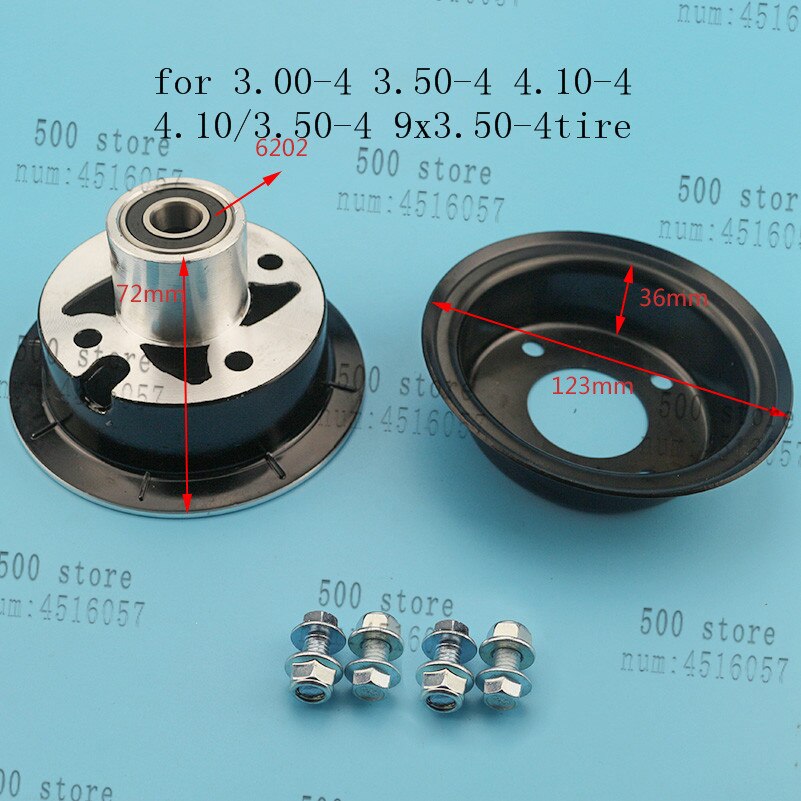 Electric Scooter 3.00-4 3.50-4 4.10-4 4.10/3.50-4 9x3.50-4&#39;&#39; wheel rim 4 inch alloy 6202 bearing hub fit MiNi Moto ATV Go Kart