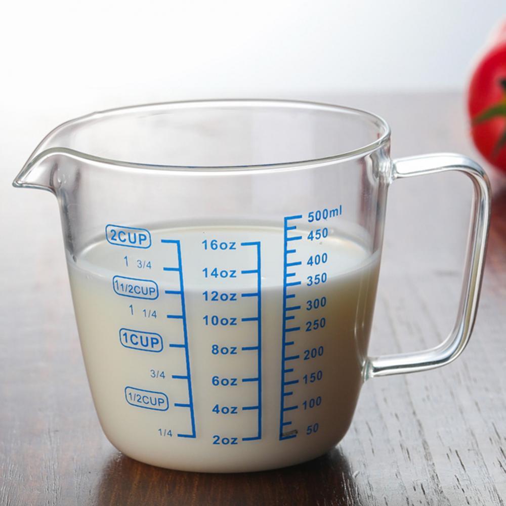 250ml/500ml Measuring Cup Transparent Heat Resisting High Borosilicate Glass Milk Water Scale Microwave Tool with Handle