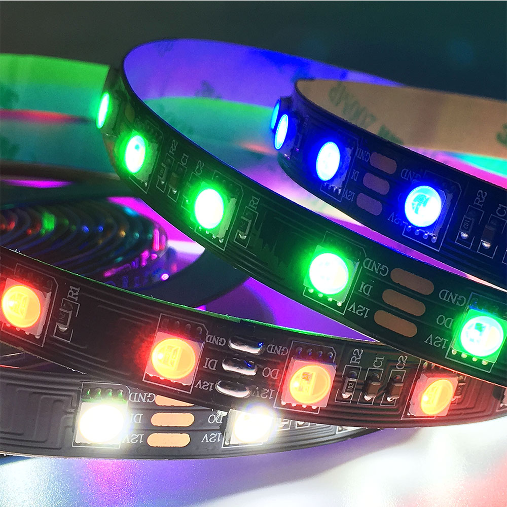 Sk6812 rgbw rgbww LED streifen 4 in 1 ein ic laufwerk 3leds/6leds LED licht 5m 60 leds schwarz weiß pcb ip30 65 67 dc12v