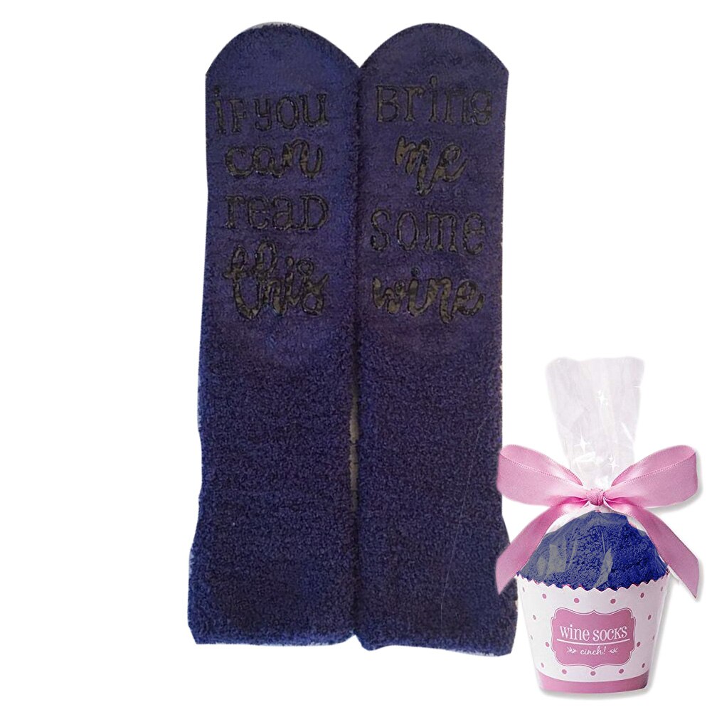 , Jeśli możesz przeczytać do skarpetki, przynieś mi trochę wina lista śmieszne skarpetki akcesoria prezenty dla kobiet dziewczyny biodro chmiel modny śliczne skarpety: Granatowy