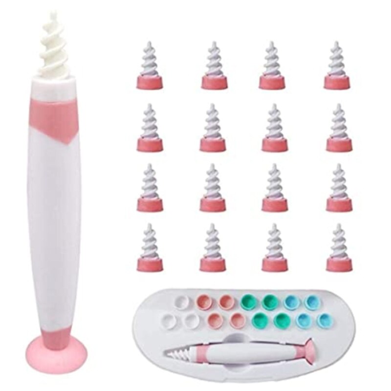 Portable Ear Cleaner with 16 Replacement Heads Suction Cup Spiral Spoon Earwax Removal Tool Easy Grip Cleaning Machine: Pink