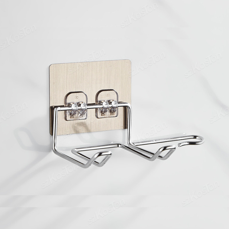 Soporte para secador de pelo, soporte para secador de pelo montado en la pared, accesorios de baño, estante de almacenamiento autoadhesivo para el hogar, accesorios de baño: Rojo