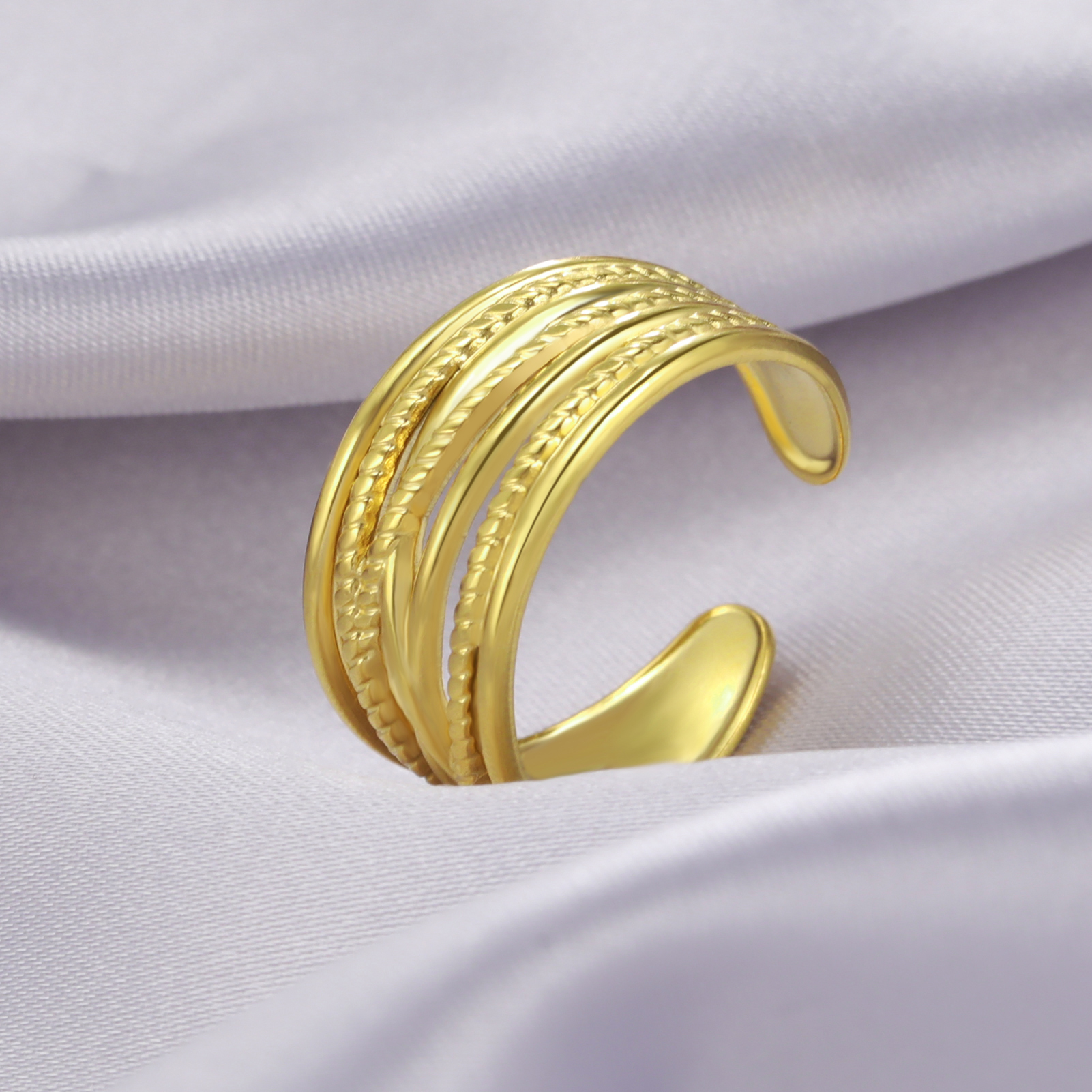 Skyrim 2022 Breed Twist Geometrische Ringen Voor Vrouwen Roestvrij Staal Verstelbare Open Finger Ring Mode-sieraden