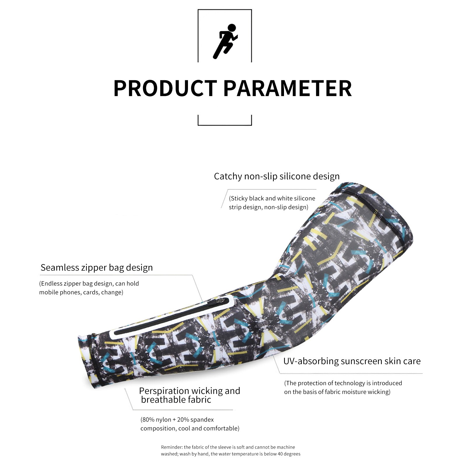 Arm Sleeve With Pocket Sport Compression Sleeve Sport Sleeve With Phone Bag UV Proof Running Sleeve Arm Cooler Arm Cover