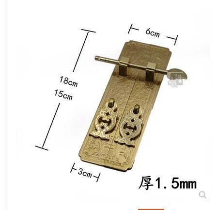 Pure Copper Antique Door Handles Kit Retro Chinese Style Gate Pulls Furniture: Brass color3x18