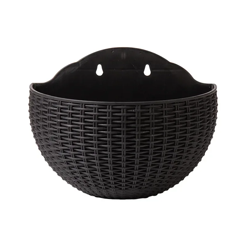 Blumentopf, exquisiter Wandkorb aus Kunststoff, Blumentopf zum Aufhängen, für Höhle Außenbereich, Garten, Balkon, Pflanzgefäß, Eimer, Heimdekoration: Schwarz / S