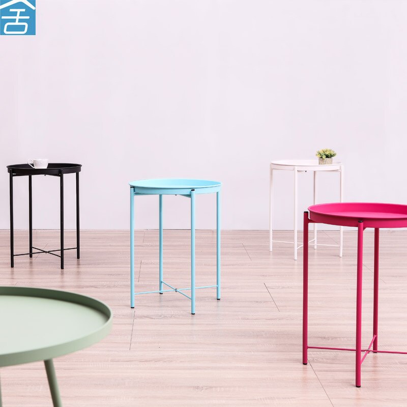 Nordic modern minimalist round mini small coffee table corner table simple bedside round small side table