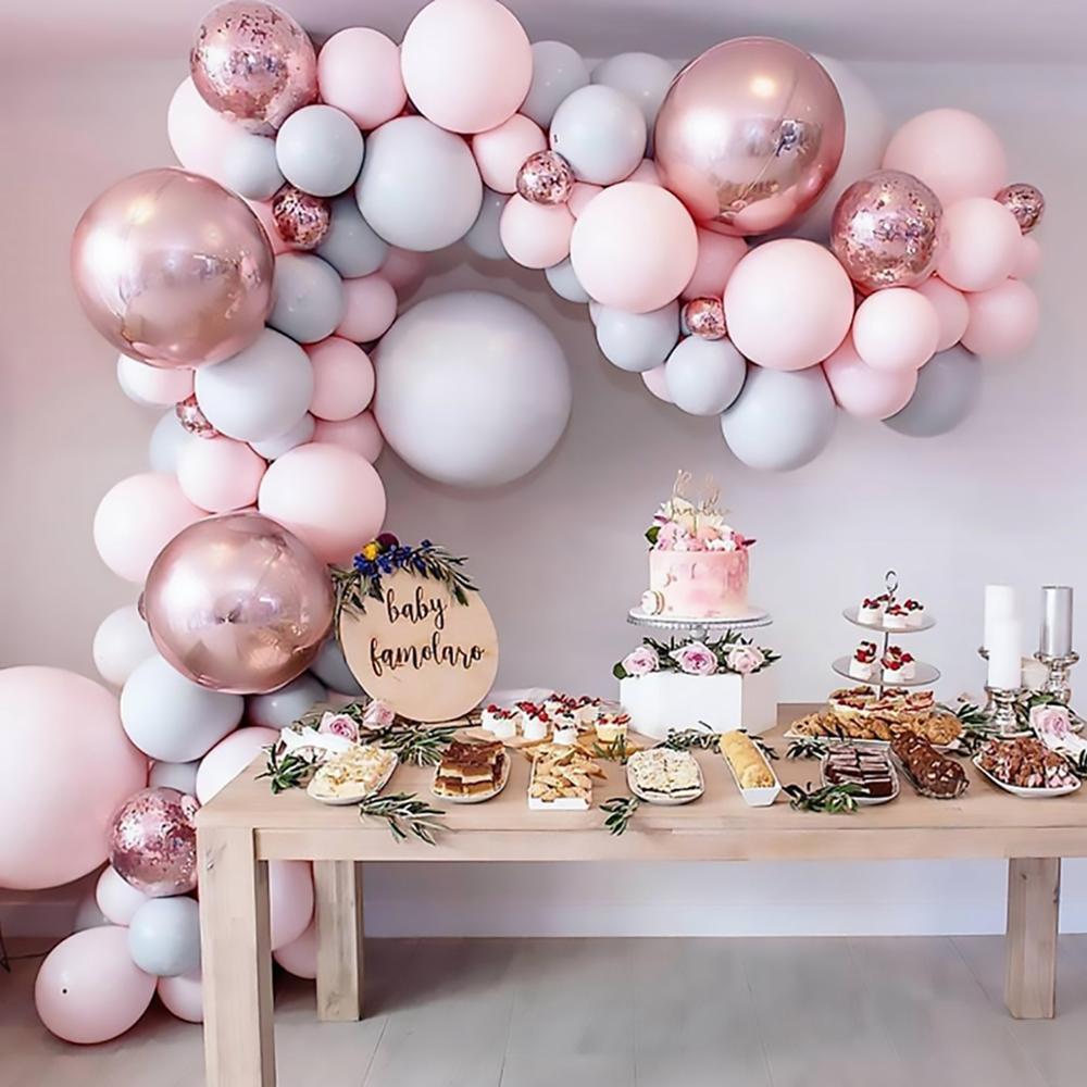 Macaron Balloons Garland Garden Arch Rose Gold Confetti Ballon Wedding Balloon Arch Stand Birthday Party Decor Kids Baby Shower