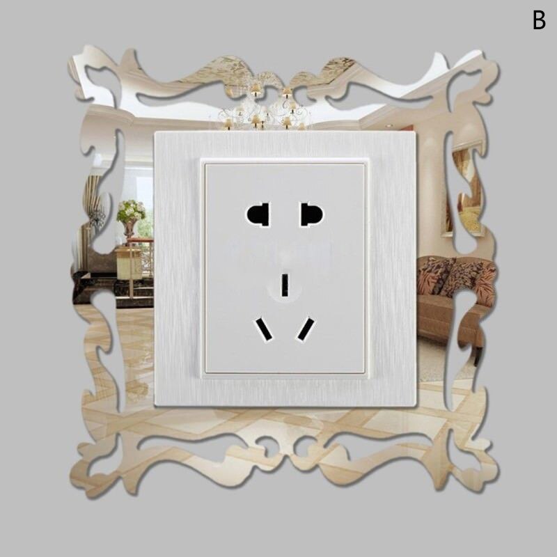 3D Acrylic Mirror Switch Stickers Photo Plastic Wall Stickers DIY Home Decoration Supplies Wall Switch Stickers: B