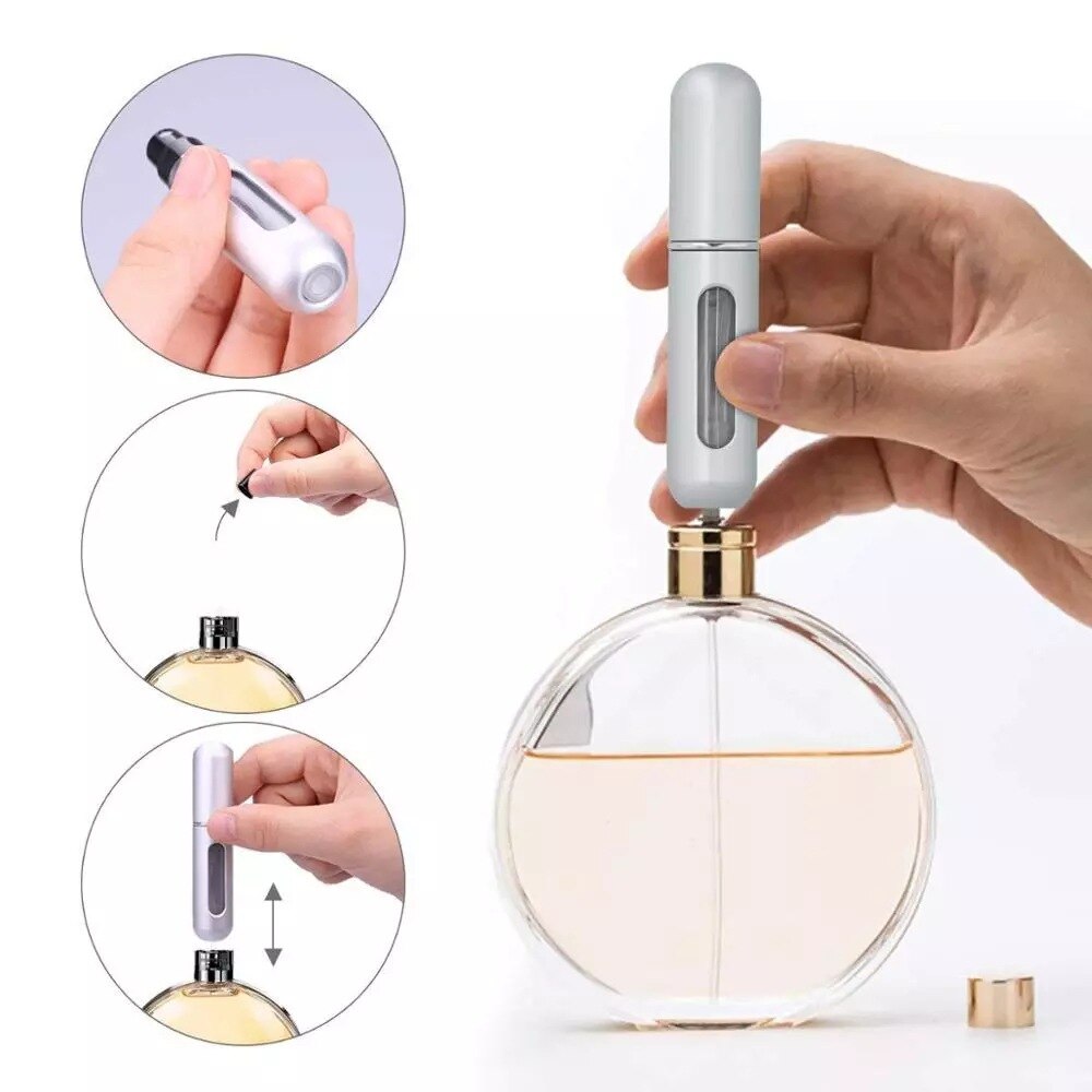 Mini flacon de parfum rechargeable par le bas, 1 pièce, 5ml 6ml, tête de presse, Portable, voyage, petit échantillon, flacon vaporisateur liquide