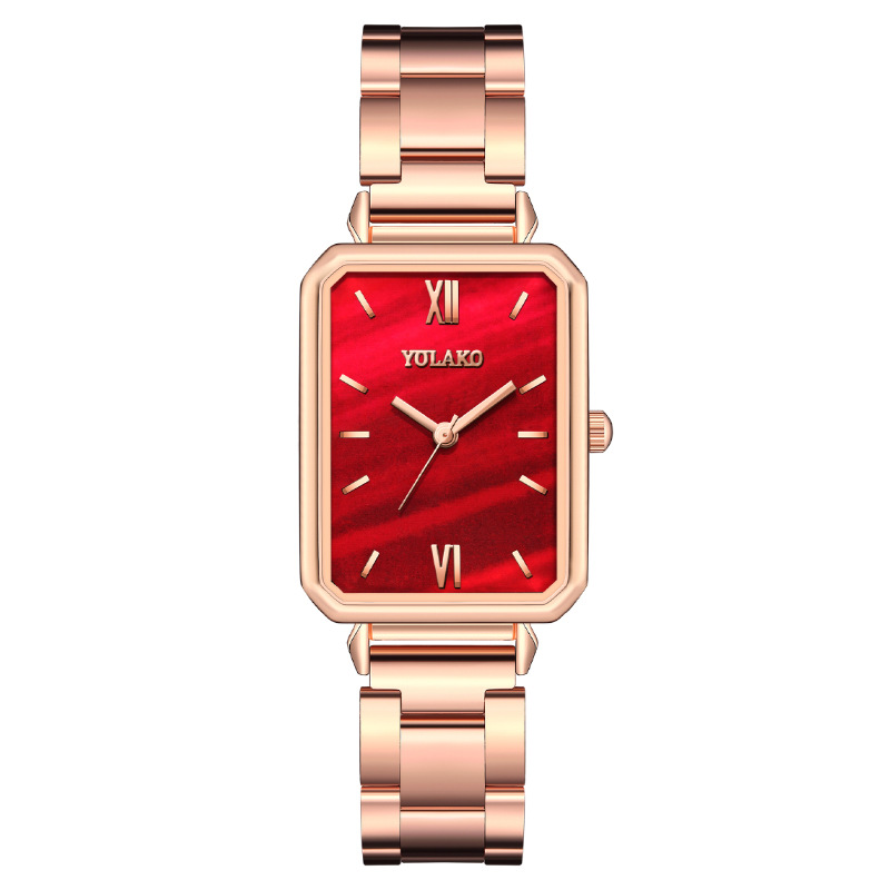 Reloj de pulsera cuadrado verde clásico para mujer, reloj de pulsera pequeño Retro, reloj de cuarzo informal para mujer: Negro
