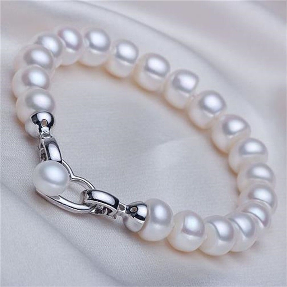 YKNRBPH Women's Exquisite Pearl Bracelet S925 Sterling Silver Bride Weddings Jewelry Charm Bracelets