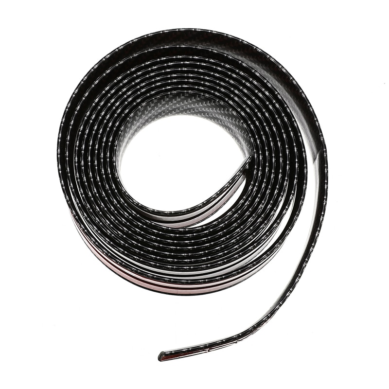 Universal 2.5M/8.2ft Carbon Fiber Spoiler Valance Car Side Skirts Car Front Bumper Lip Splitter Chin Rubber Protectors Strip