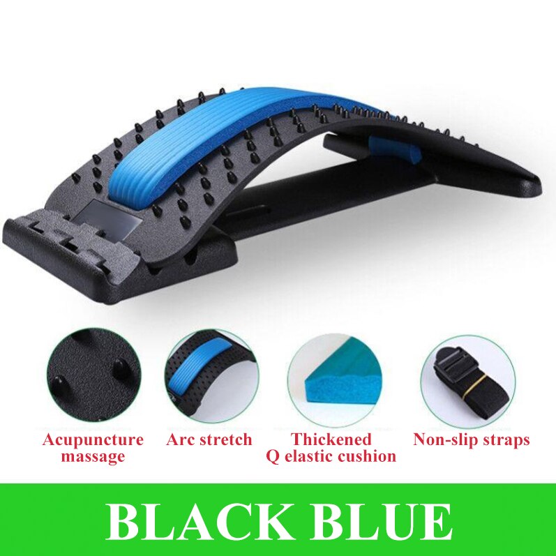 Massager Stretcher Fitness Back Stretch Equipment Lumbar Support Relaxation Mate Spinal Pain Relieve: Blue