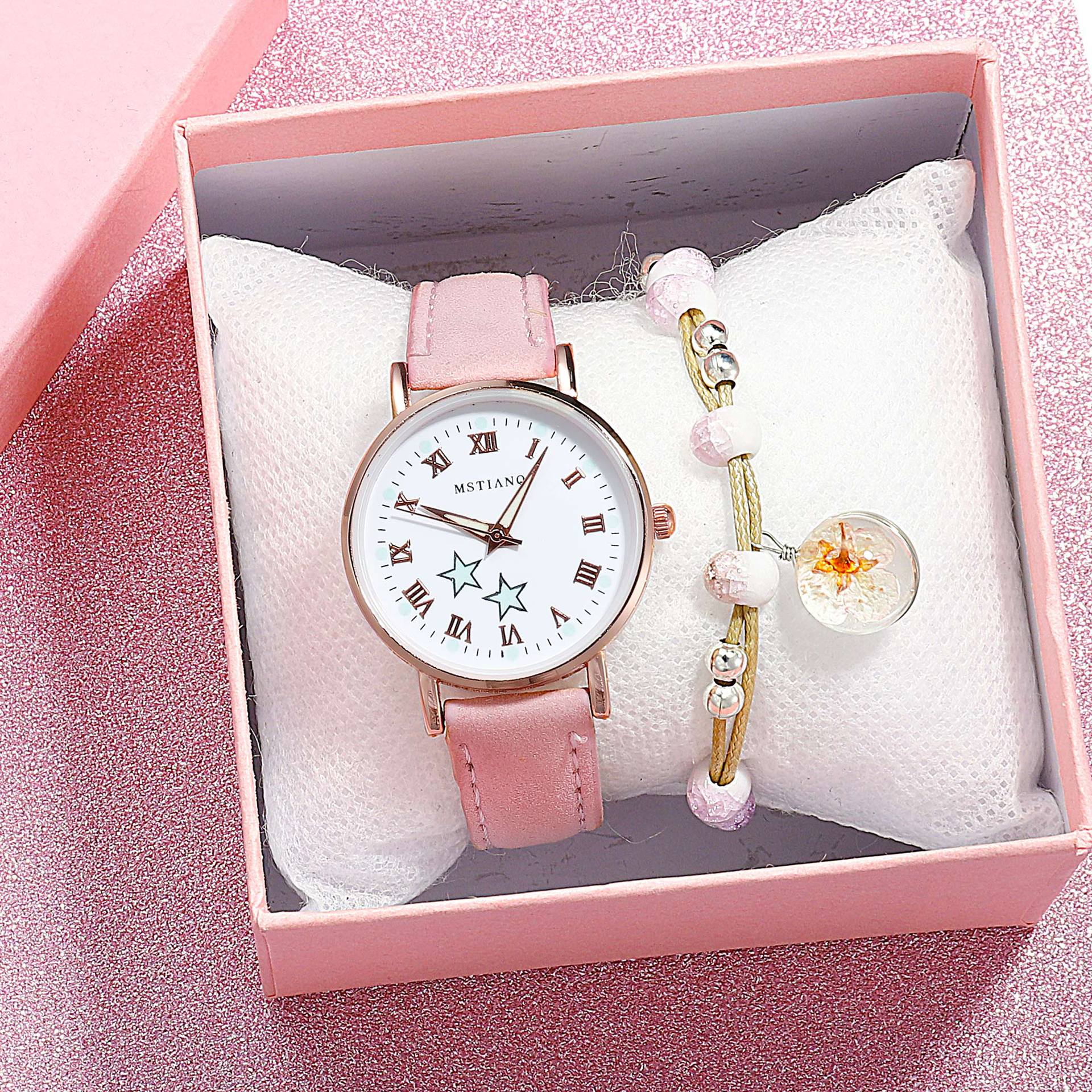 Lichtgevende Sterren Vrouwen Horloges Dames Horloges Casual Lederen Band Quartz Horloge Klok Montre Femme Relogio Feminino: D