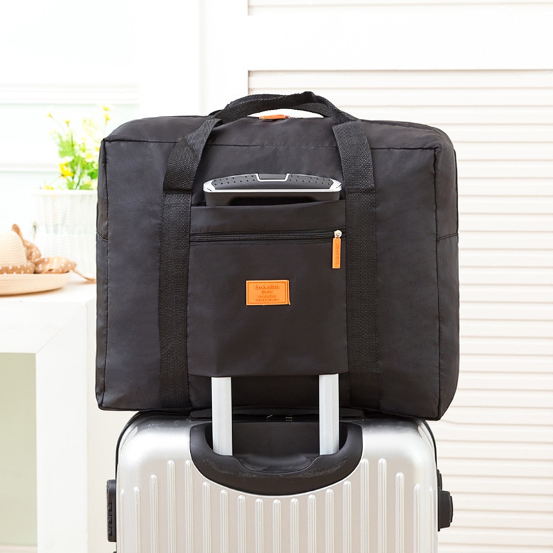 Travle bag blixtlås stor kapacitet nylon vikbar unisex bagage kläder sortering organisera väska