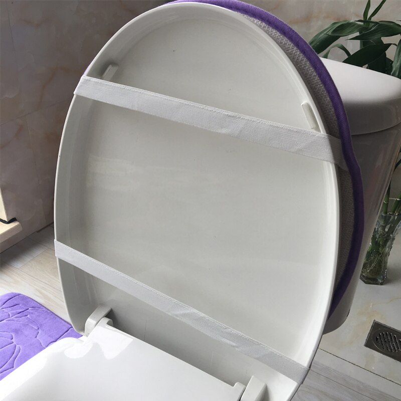 3PC Toilet Cover Seat Bathroom Accessories Set Rug Contour Mat Soft Toilet Lid Cover Plan Solid Color Bath Mats Home Decor