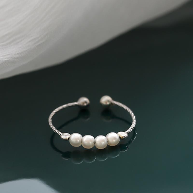 Anelli regolabili eleganti sottili semplici Color argento perla per le donne regali delicati gioielli di moda Bijou