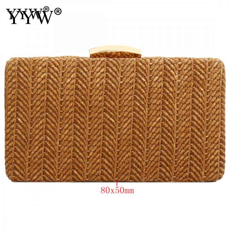 YYW Stro Weven Clutch Bag Voor Vrouwen Vintage Sac Belangrijkste Femme Kaki Geweven Zomer Strand Schoudertas Avond Party bruiloft Tas