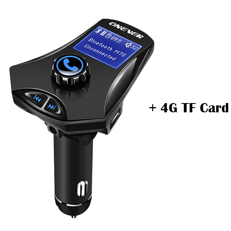 Onever kabellos FM Sender Bluetooth Wagen Bausatz MP3 Spieler Aux Modulator Freisprechen LCD Anzeige USB TF Auto Ladegerät mit EQ modus: mit 4G TF Karte
