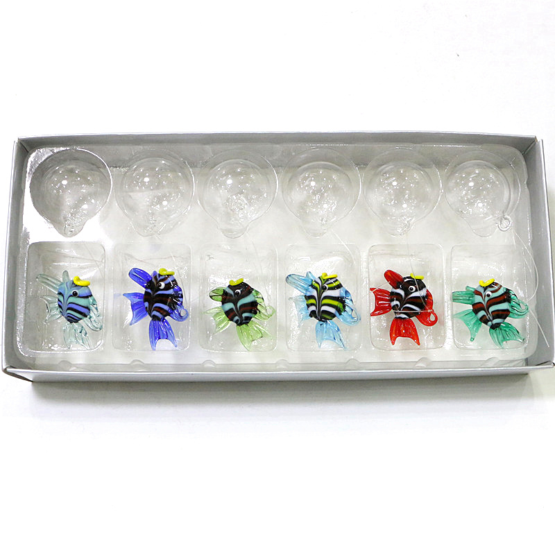 Flottant verre clair bulle boule assorti mignon miniature marine poisson figurine charm pendentif pour aquarium aquarium aquarium aquarium aquarium décoration accessoires