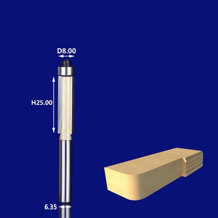 1 PCS, CNC houtbewerking router bit, Trimmen frees, hout, MDF, 2 fluiten rechte frees, trimmer graveren bit, multiplex: 6.35x8x25