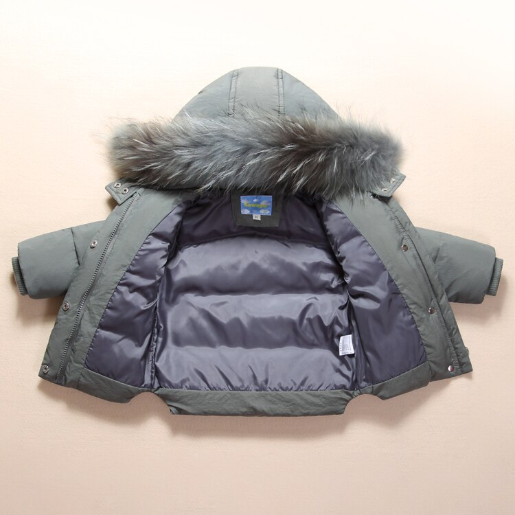Vinter baby drenge tøj sæt 1-3y drenge skidragt sæt børn sport jumpsuit varme frakker pels andedun jakker+smækbukser