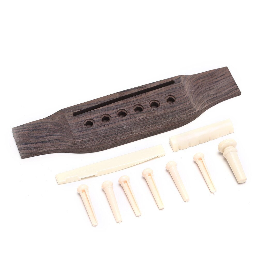 1 sett gitartilbehør akustisk gitarbro + benbrostifter/sadel/mumle salgitardeler gitarkode brokode