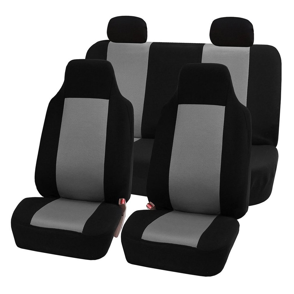 Funda para asiento de coche, tamaño Universal, tela de lino, cojín de lino delantero y trasero para las cuatro estaciones, Protector transpirable para asiento de coche: 5 seats Grey