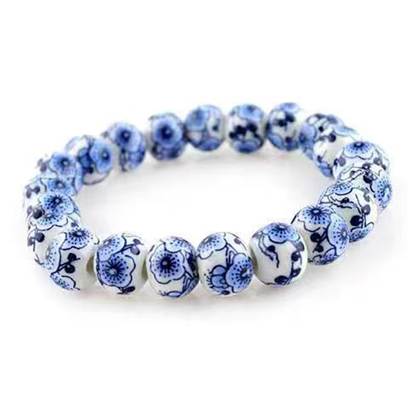 Blue And White Porcelain Ceramic Bead Bracelet - Ethnic Style DIY Handcrafted Accessories For National Style Jewelry: Vermeil