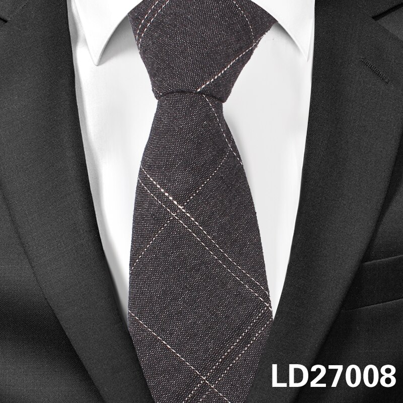 Jeans Neck Ties For Men 6cm Skinny Denim Cotton Ties Casual Solid Necktie Plaid Narrow Gravata Business Suits Tie: LD27008