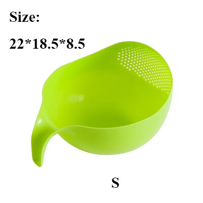 Kitchen Accessories Rice Bowl Drain Basket Fruit Bowl Washing Drain Basket with Handle Washing Basket Home Kitchen Organizer: Green S