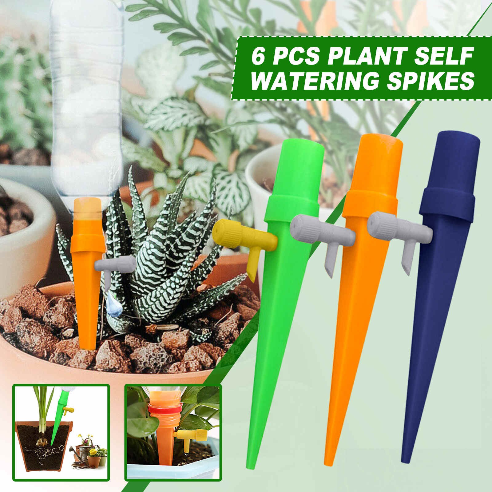 6pc Automatic plant watering device Home gardening potted adjustable irrigation device Durable plastic drip irrigation device