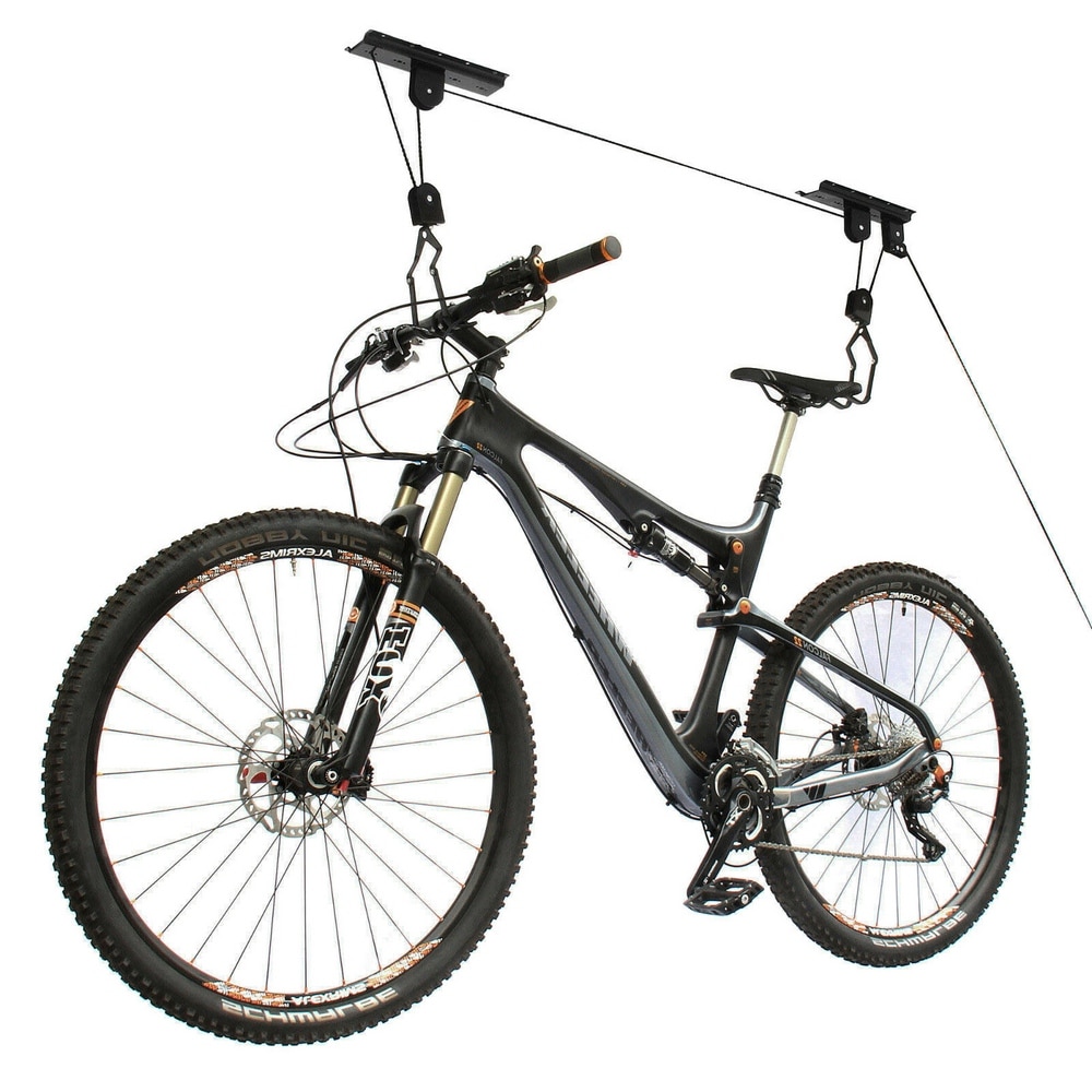 Ceiling Lift Cargo Racks for Bicycle Bike Storage Garage Hanger Mounted Hoist Pulley Rack 55lbs Metal Lift Assemblies