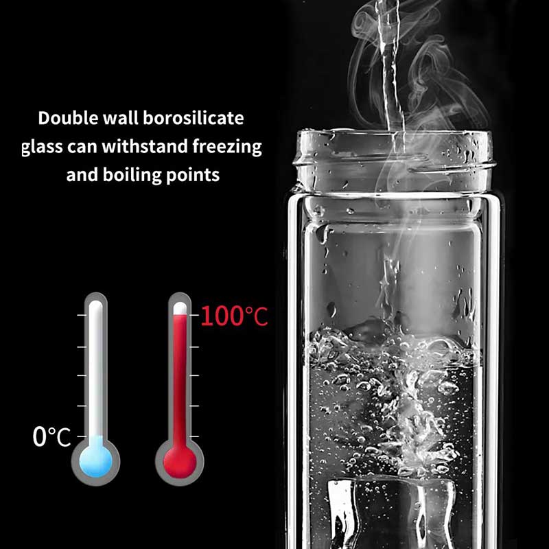 Bouteille d'eau en verre de 400ML | Bouteille avec filtre à infuseur de thé, Double mur verre de thé, tasse de jus de café coupe d'affaires, gobelet en eau de Sport