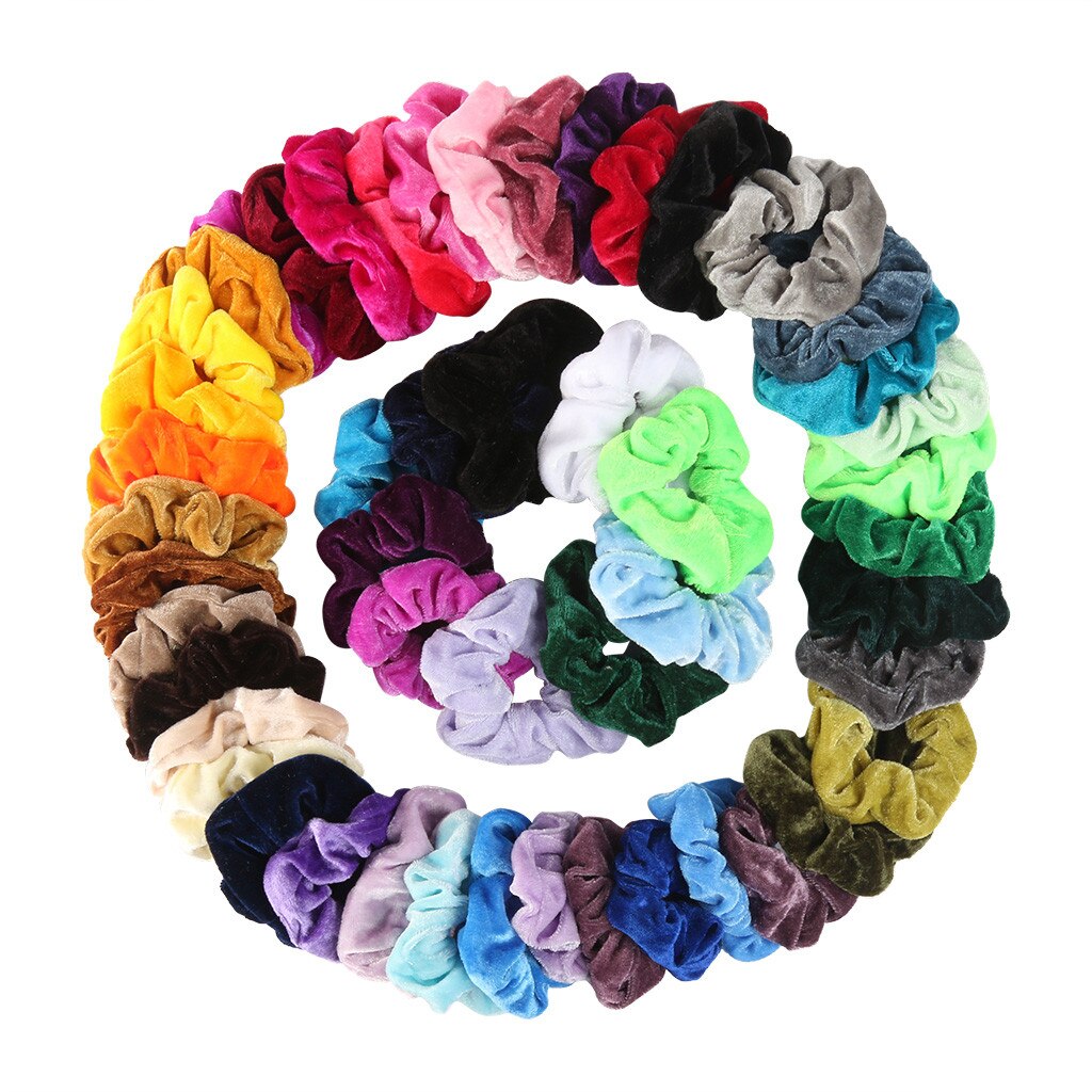50 Uds. Paquete elástico Scrunchie de terciopelo bandas para pelo para mujer o niña accesorios para el cabello para mujeres rápida