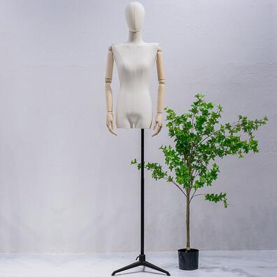 Mannequin à bras en bois de pour femmes, couleur pleine, corps en métal, épaule de poitrine plate pour mariage, support réglable D402