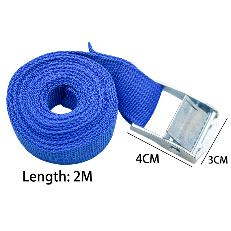 Cinghie con fibbia a pressione da 2 m Cintura di rilegatura regolabile Corda da carico Cinghia fissa con fibbia in metallo Corda da traino Cintura a cricchetto per borsa da viaggio