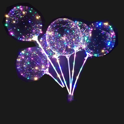 Transparent wave ball with lights glowing balloons cartoon balloon for party wedding night date romantic: Fluorescence Yellow