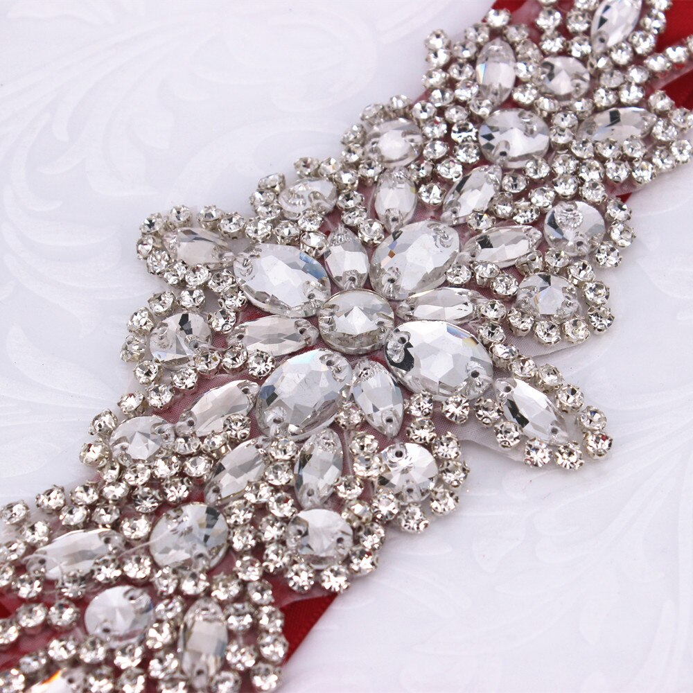 Ceinture de mariée en cristal de diamant argenté AB, pour robes de demoiselles d&#39;honneur, ceinture de mariage avec strass